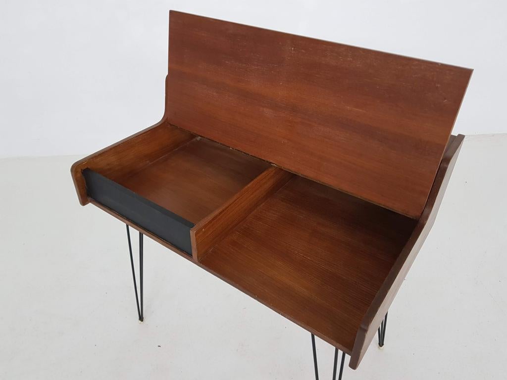 Minimal Hairpin Teak Desk by Cees Braakman for Pastoe, Dutch Design 1950s  3