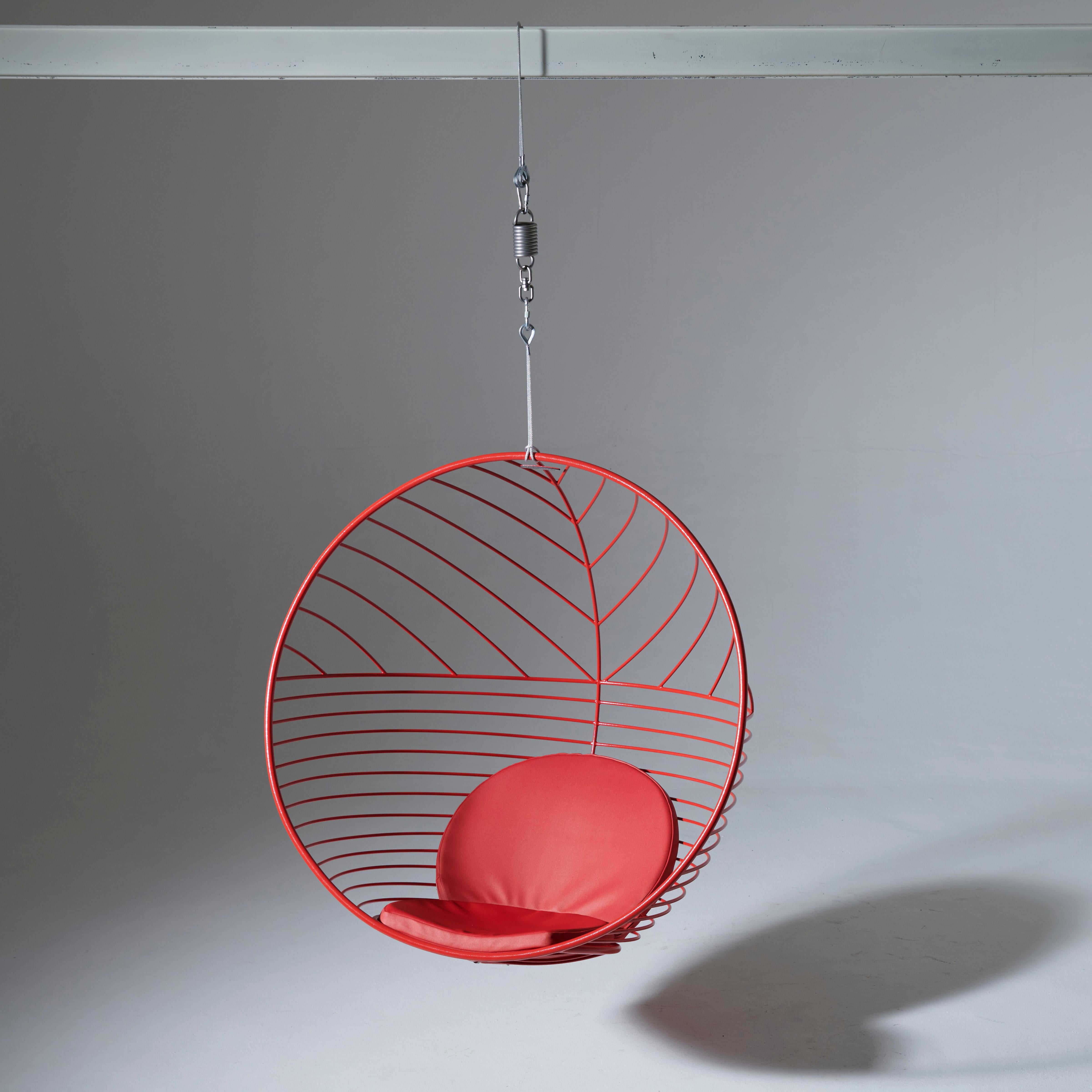 Steel Minimal Hanging Chair with Permanent Mildew Resistant Cushions For Sale