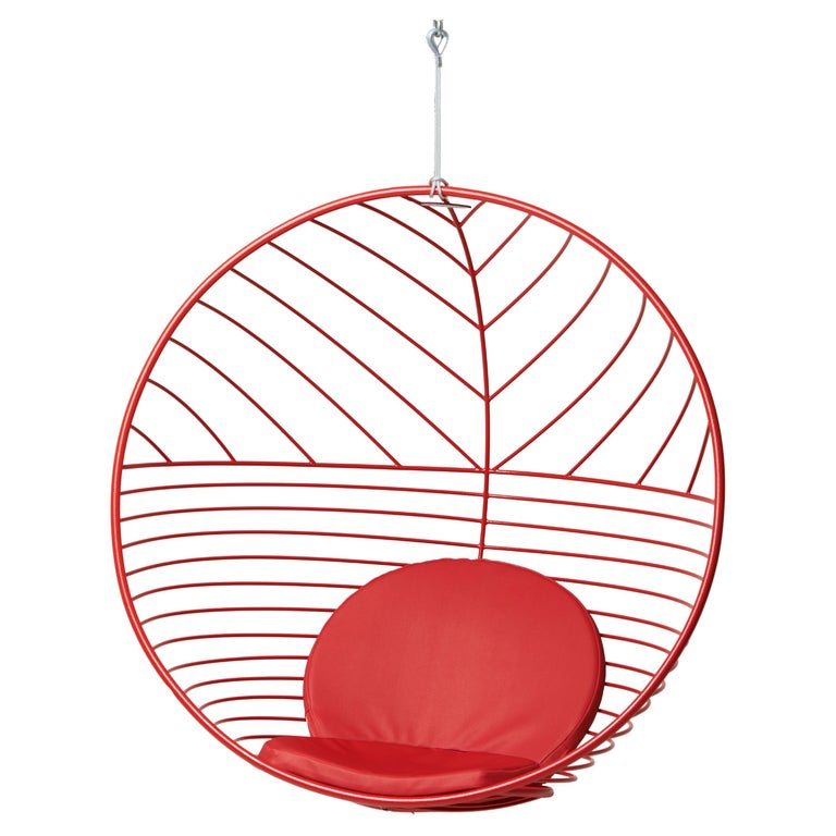 Minimal Hanging Chair with Permanent Mildew Resistant Cushions For Sale at 1stDibs