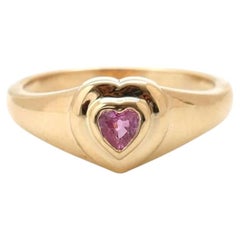 Minimal Heart 14K (18K Custom) Pink Sapphire Ring