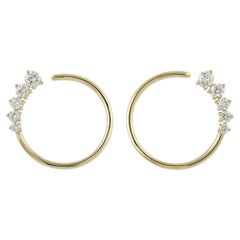Minimal Hoop Earrings With Diamonds Made In 18k Yellow Gold