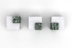 Minimal Irigoni Side Table from Greek White and Green Marble