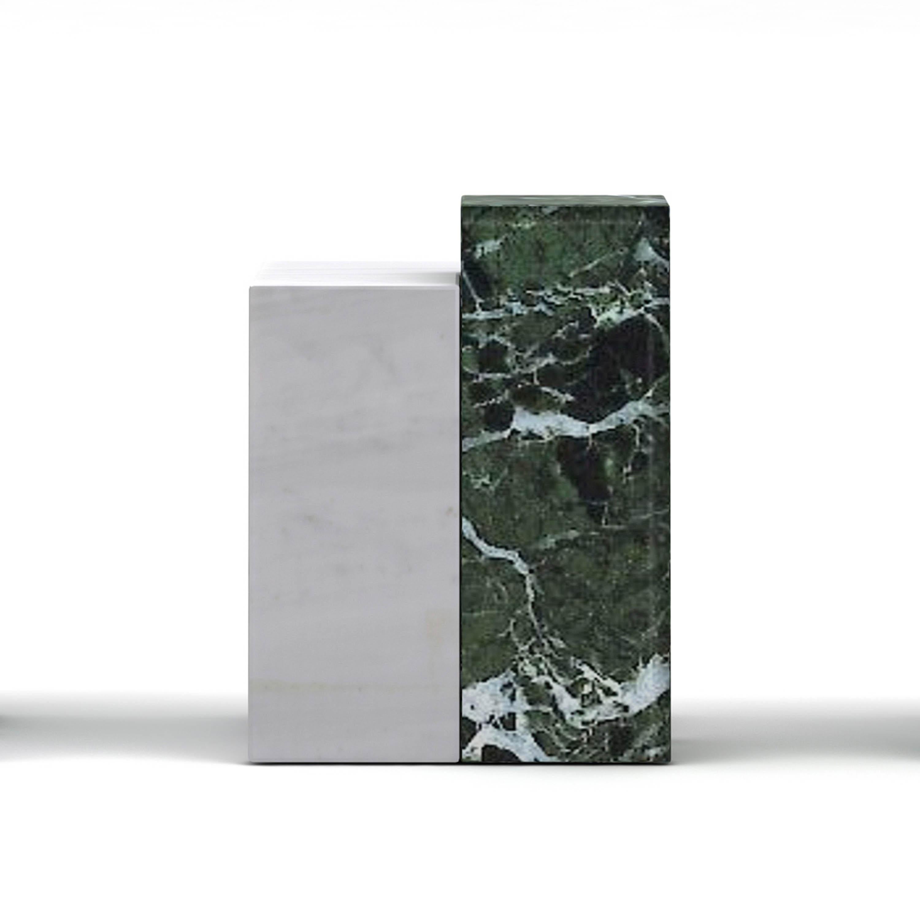 Modern Minimal Irigoni Side Table from Greek White and Green Marble For Sale