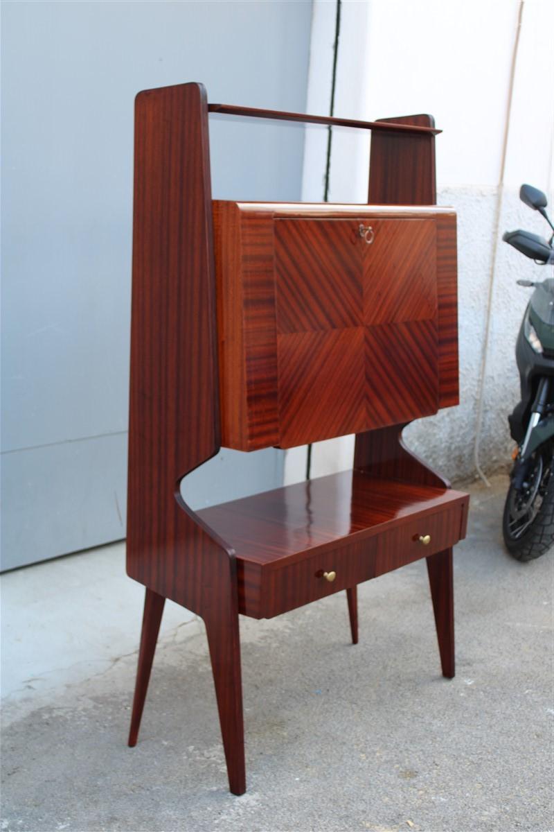 Minimal Italian Mid-Century Geometric Cabinet Bar Mahogany Dassi Milano For Sale 6