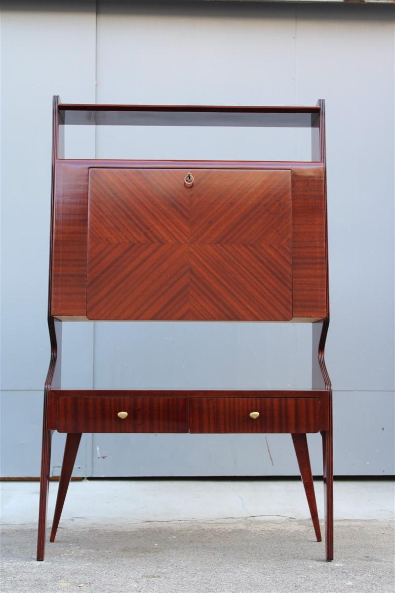 Minimal Italian Mid-Century Geometric Cabinet Bar Mahogany Dassi Milano For Sale 9