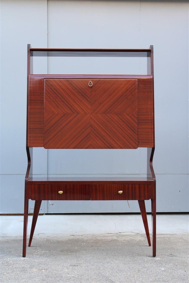Minimal Italian Mid-Century Geometric Cabinet Bar Mahogany Dassi Milano For Sale 10