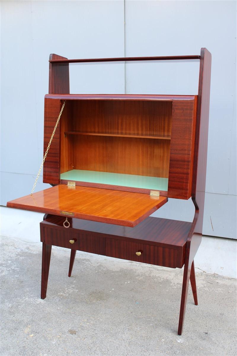 Minimal Italian Mid-Century Geometric Cabinet Bar Mahogany Dassi Milano For Sale 1