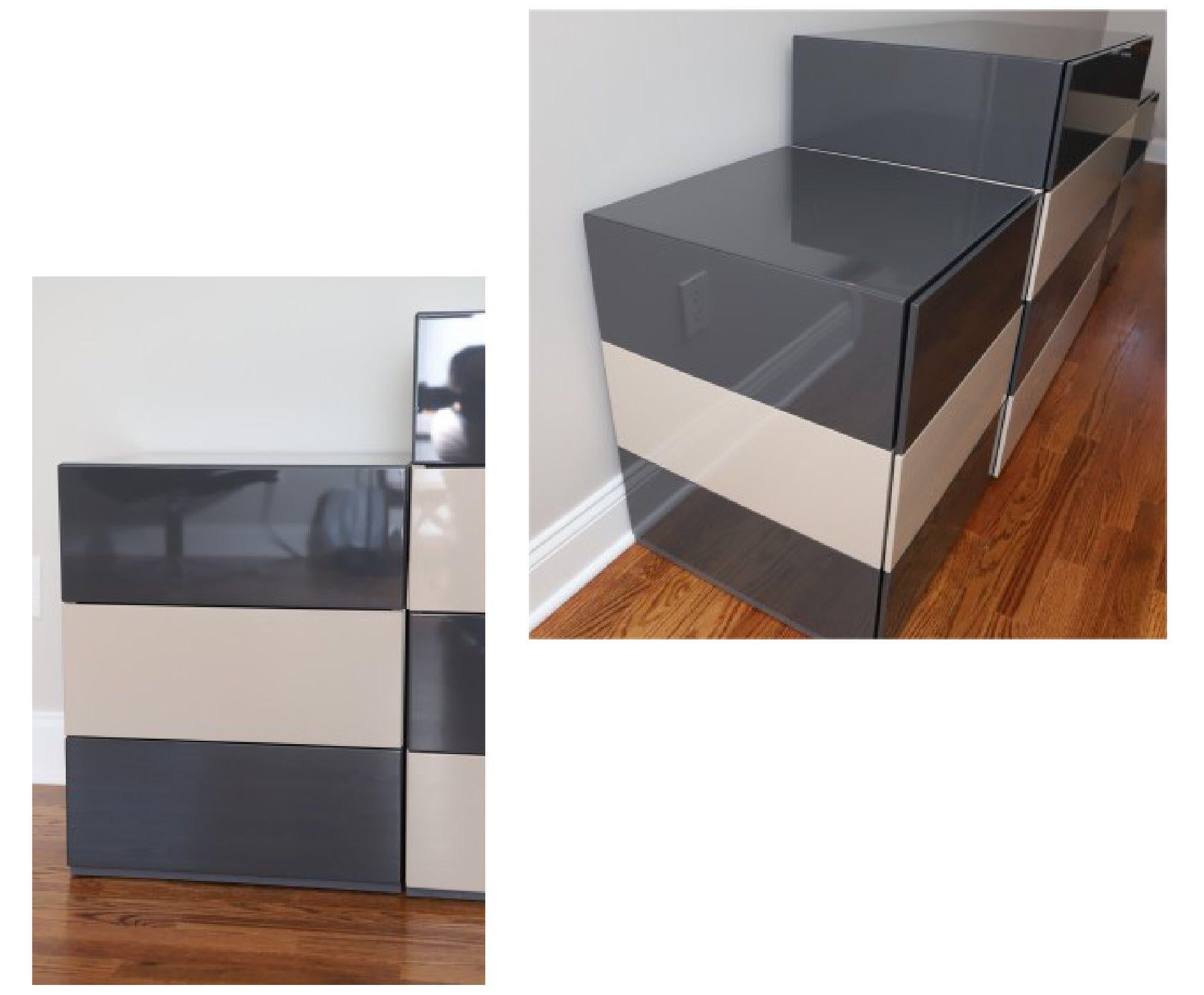 Minimal Italian Modern Brix Modular Stacking Drawer System Dresser Set by Bensen In Good Condition In Brooklyn, NY