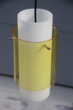 Minimal Lighting Guzzini Design, 1960s Italian Sculpture Yellow Color White