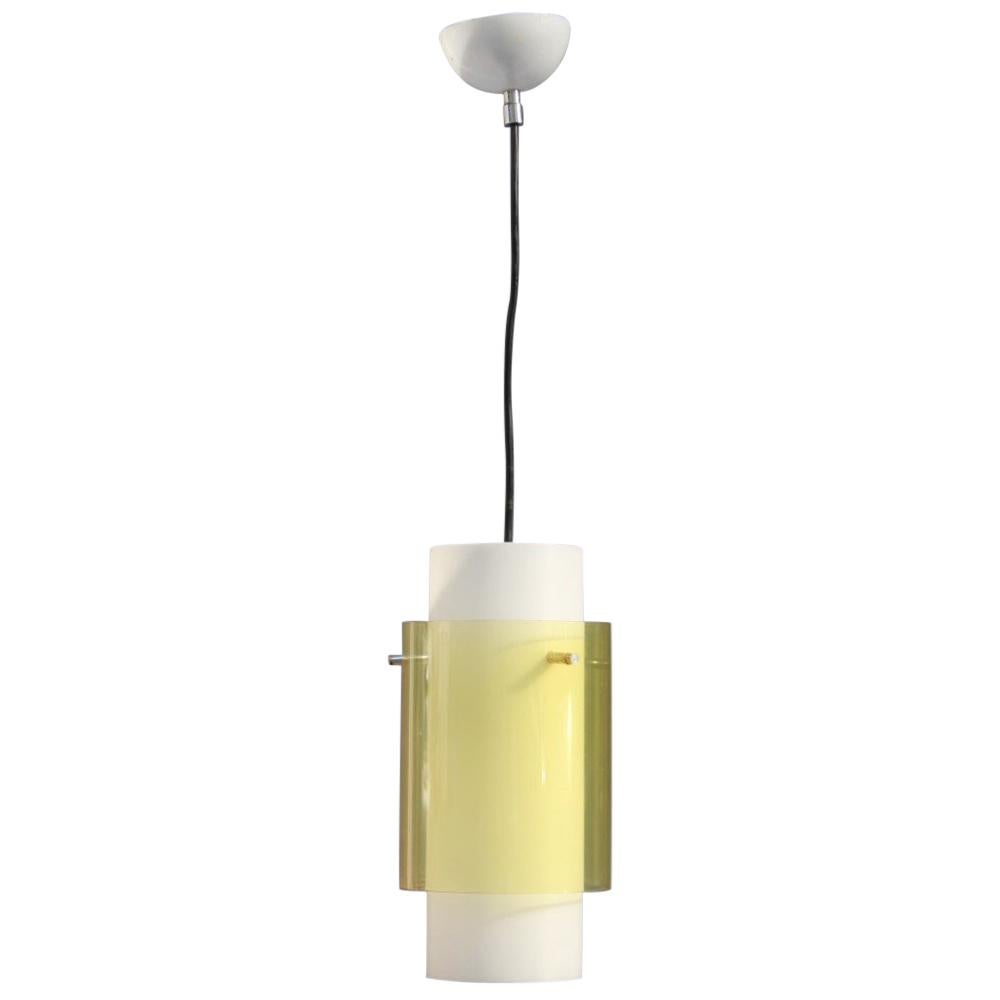 Minimal Lighting Guzzini Design, 1960s Italian Sculpture Yellow Color White