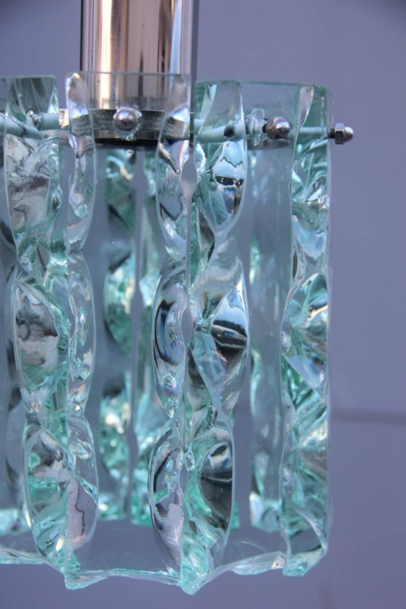 Minimal lighting Italian design midcentury sculptural crystal, total height cm 80.
 