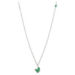 Minimal May Birthstone Emerald Bird Pendant Necklace in 14k Solid White Gold