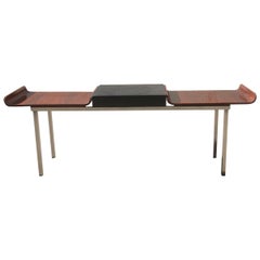 Minimal Midcentury Bench Mahogany Metal Curved Wood Campo & Graffi Design