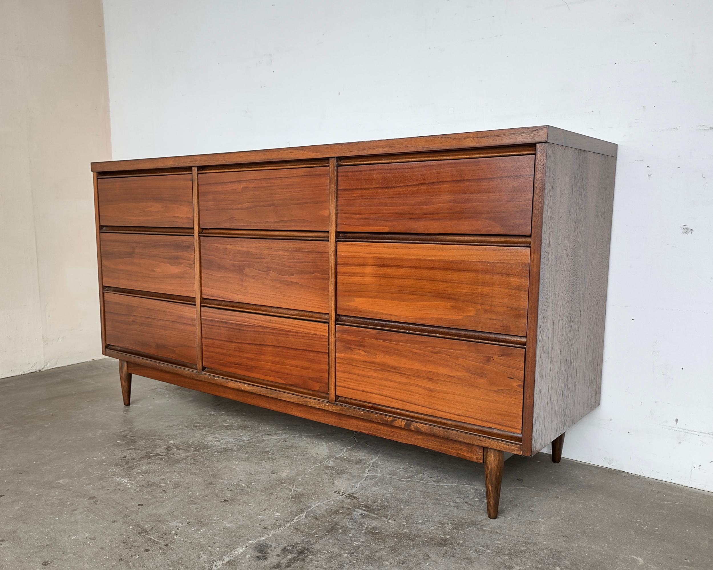 Unknown Minimal Mid-Century Modern Walnut Wood Lowboy Dresser, 1960s