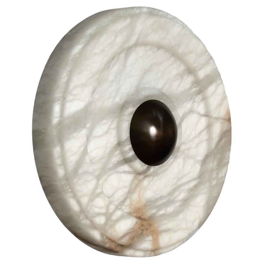 Minimal Modern Alabaster Wall Sconce "Circle" by LC Atelier For Sale