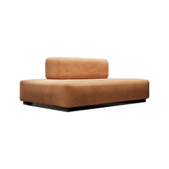 Minimal Modern Armchair Gold Beige Camel Suede Armless Large Seat
