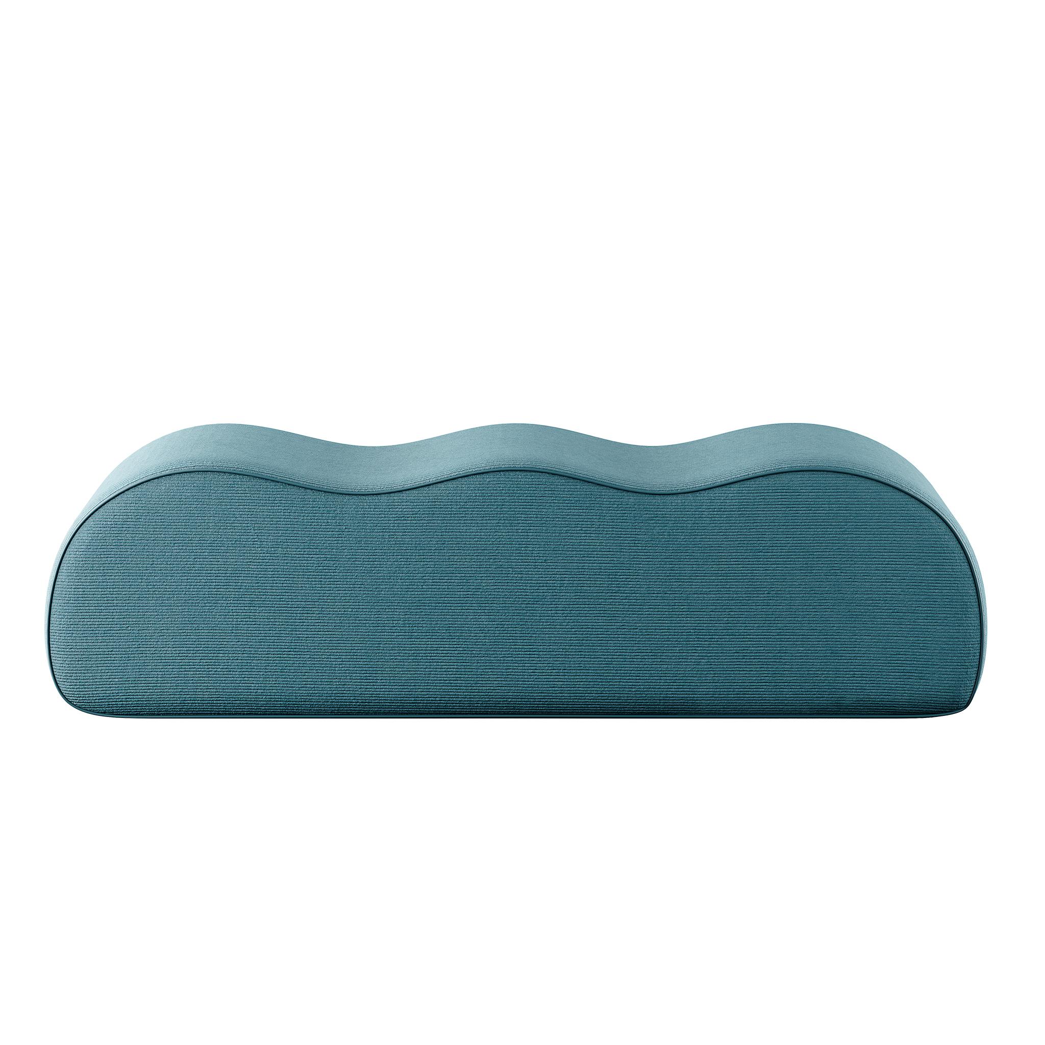 The Wave Klau Bench is a harmonious blend of comfort and unique design. A modern wave blue upholstered Bench offers a plush and luxurious seating experience. Its wavy shape adds a touch of modernity and fun, making it an ideal addition to any