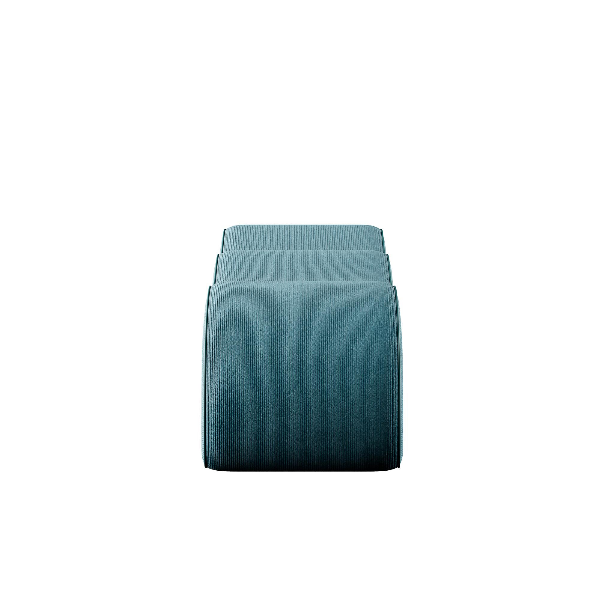 European Minimal Modern Customizable Upholstered Wave Bench Light Blue Corduroy For Sale