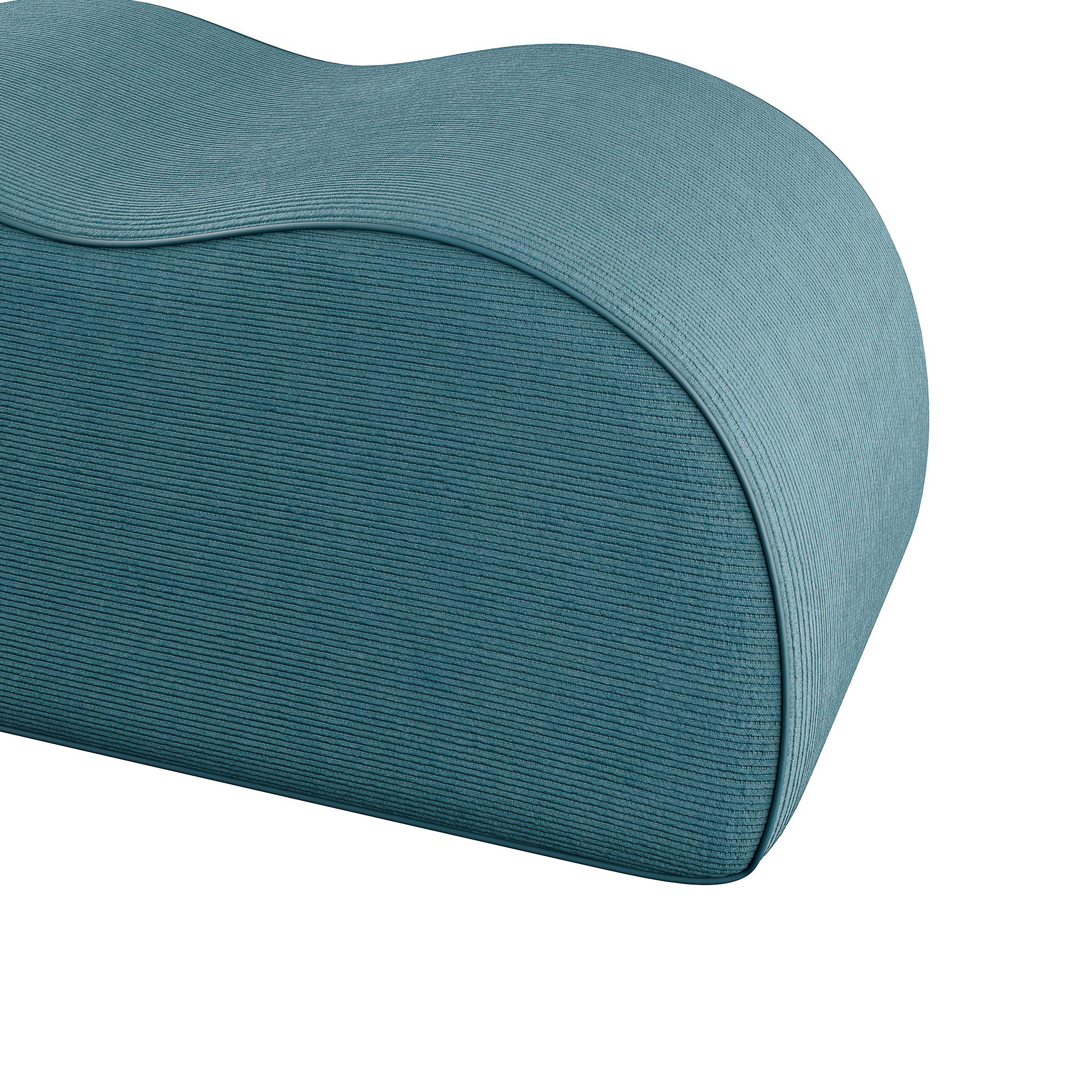 Minimal Modern Customizable Upholstered Wave Bench Light Blue Corduroy In New Condition For Sale In Porto, Vila Nova de Gaia