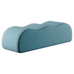 Minimal Modern Customizable Upholstered Wave Bench Light Blue Corduroy 