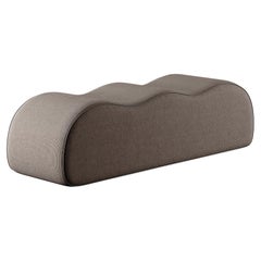 Minimal Modern Customizable Upholstered Wave Khlau Bench in Light Brown Corduroy