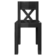 Chaise de salle à manger Modernity Brutalist Inspo Noir Wood Wood Crossed Back Seat