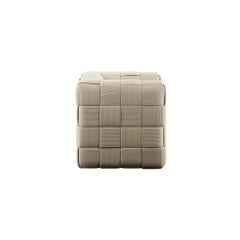 Minimal Modern Intrecciato Armchair Cross-Banded Braided Beige Corduroy