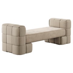 Minimal Modern Intrecciato Bench Cross-Banded Braided Beige Corduroy