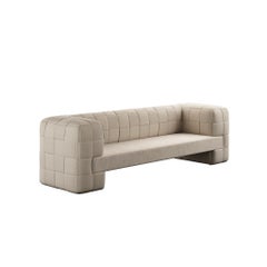 Minimal Modern Intrecciato Sofa in Cross-Banded Braided Beige Corduroy