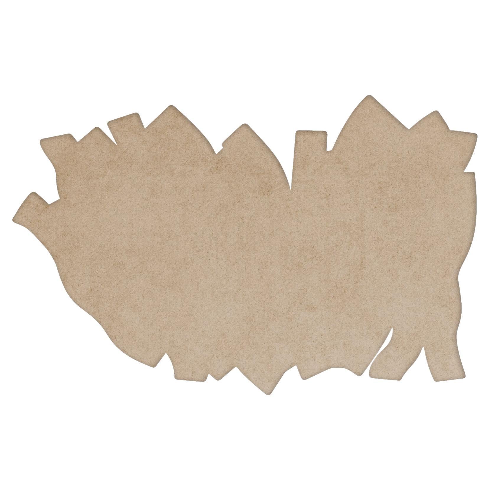 Minimal Modern Irregular Shaped Beige Rug with Hand-Tufted Neutral Shade