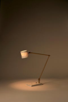 Minimal Modern Italian "Flamingo" table lamp, in white marble