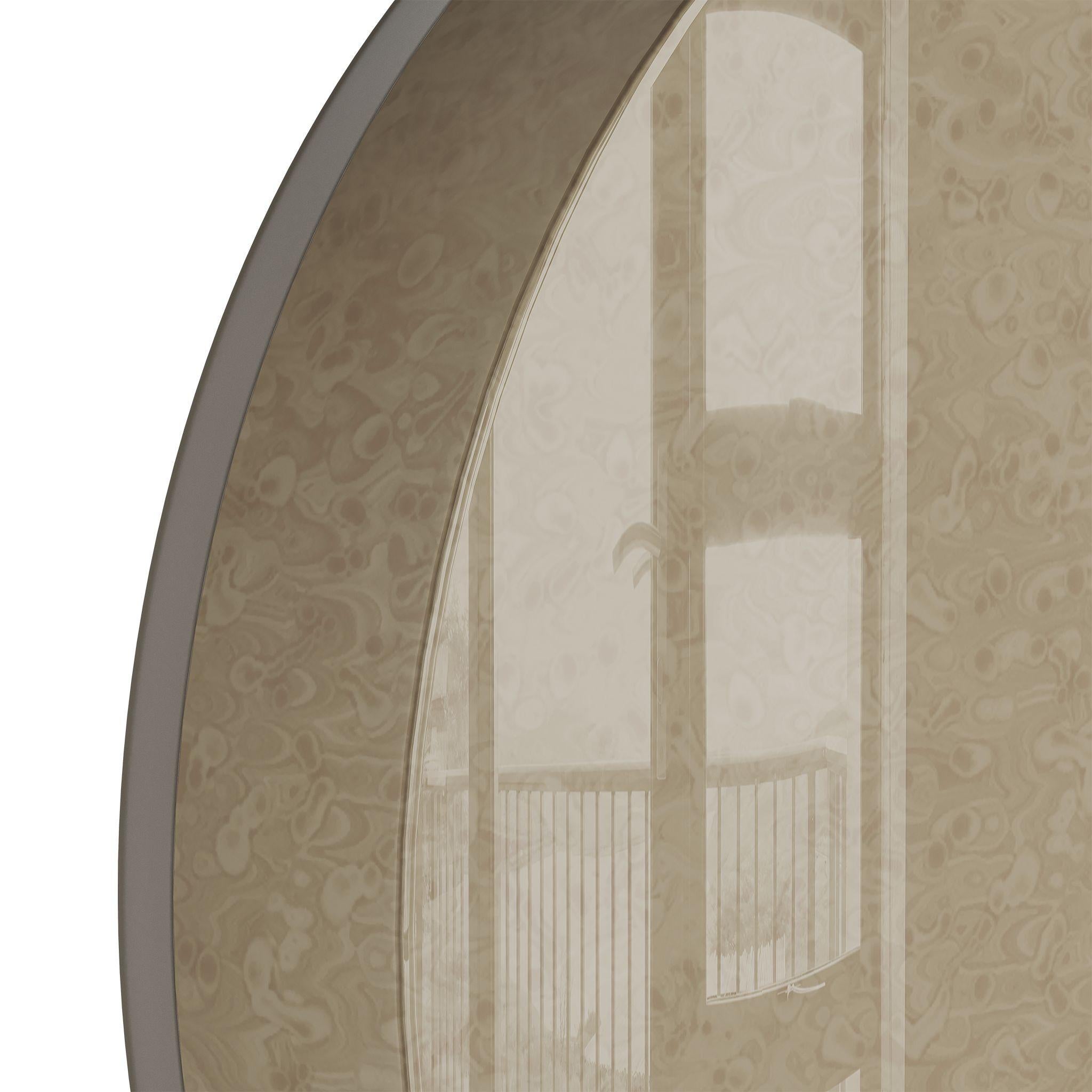 Minimalistische moderne runde Vogelaugenahorn-Wandleuchte, Wandleuchte aus Holzfurnier (21. Jahrhundert und zeitgenössisch) im Angebot