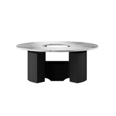 The Moderns Modernity Table centrale ronde Plateau en marbre blanc Calacatta Laque noire mate