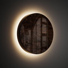 Minimal Modern Round Walnut Root Wall Lamp, Sconce Wood Veneer with Led Strip