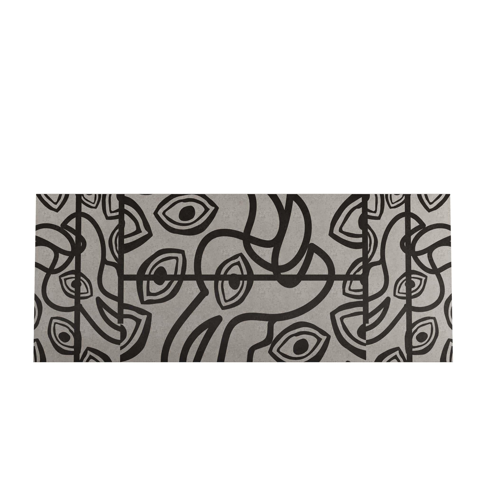 Ruiz Headboard is meticulously hand-crafted and boldly adorned with a modern marquetry pattern. Its dynamic, cubist pattern is ideal for minimalist or mid-century modern bedrooms. This captivating and modern Ruiz Headboard is exquisitely designed.