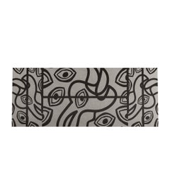 Minimal Modern Wood Headboard Abstract Balck & White Marquetry for King Bed