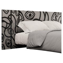 Testiera moderna minimalista in Wood con intarsi astratti in bianco e nero per letto matrimoniale