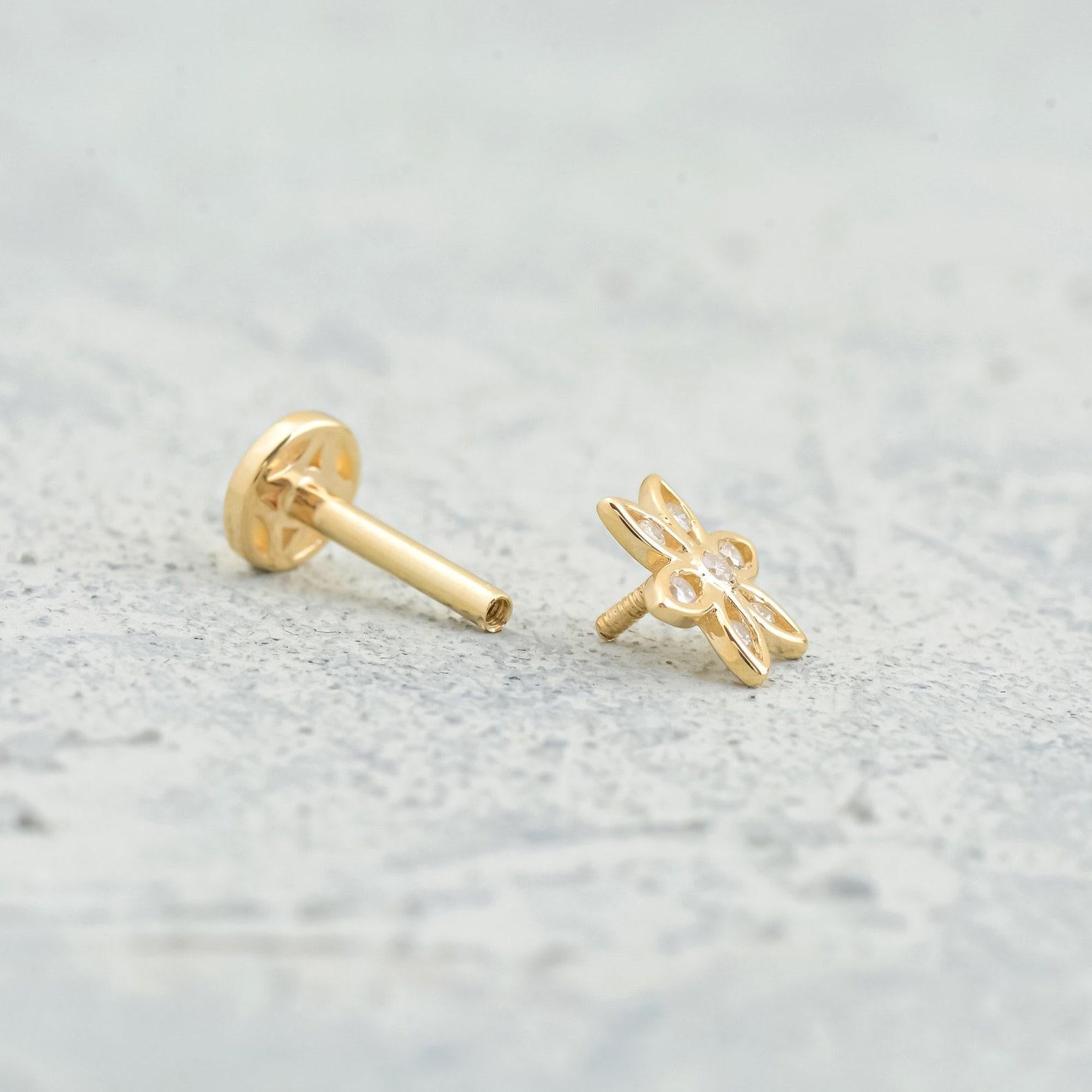 Minimalistischer minimalistischer Tragus-Ohrring aus Moissanit mit Schraubverschluss 925 aus Sterlingsilber für Damen 1