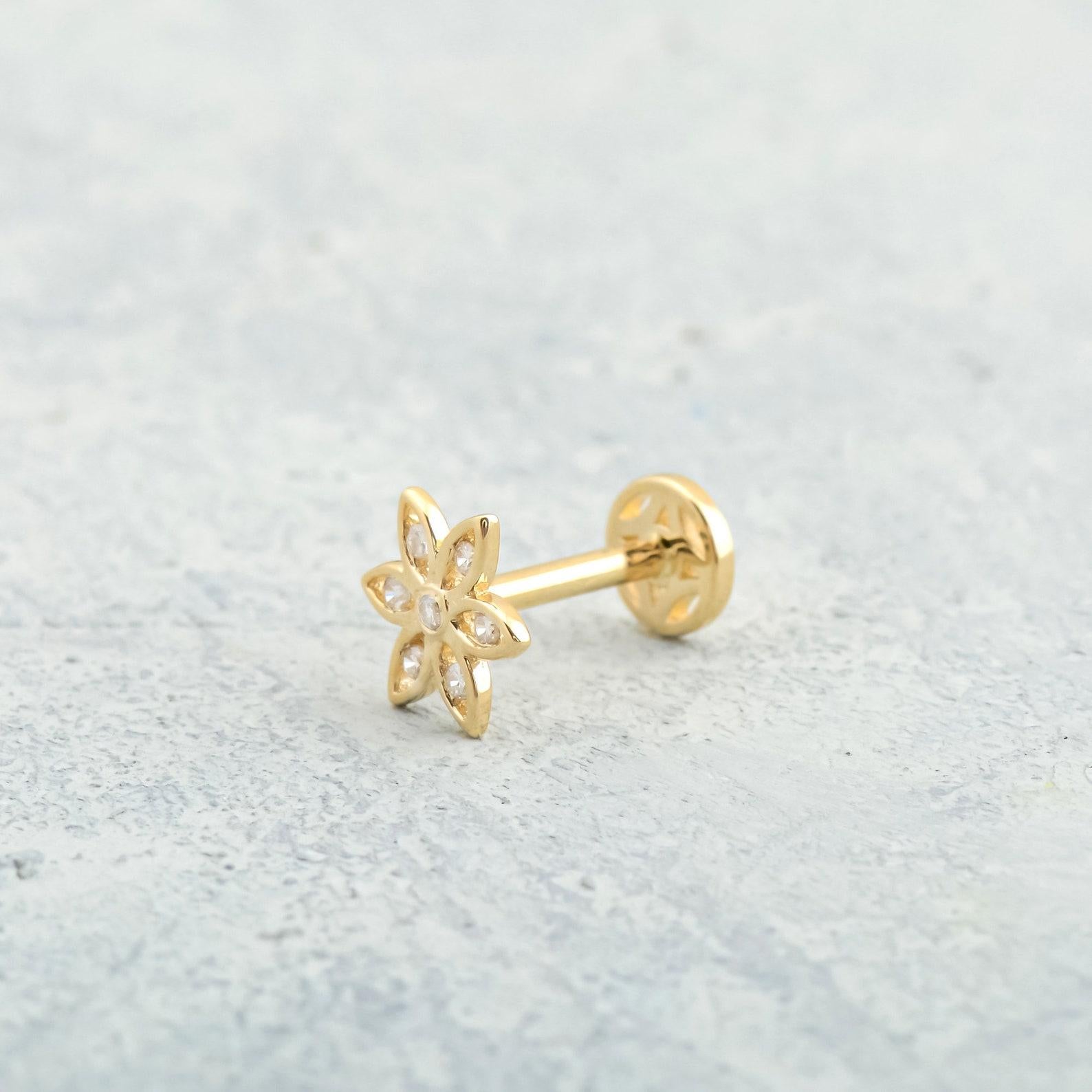 Minimalistischer minimalistischer Tragus-Ohrring aus Moissanit mit Schraubverschluss 925 aus Sterlingsilber für Damen 3