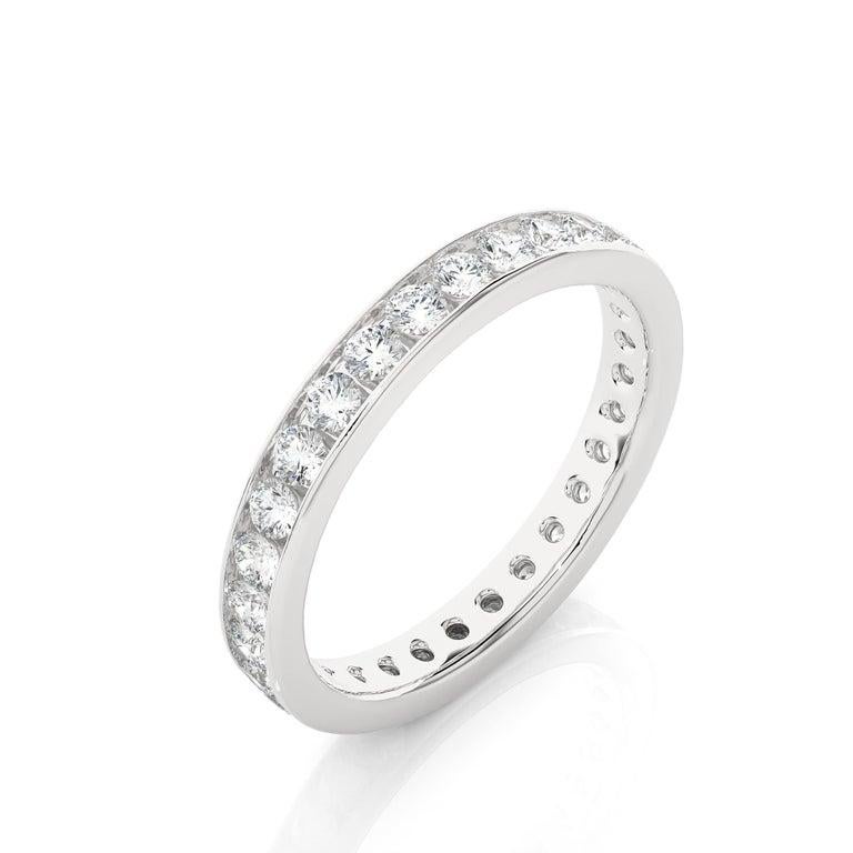 For Sale:  Minimal Moissanite Stackable Band Ring in Anniversary Present Gift in 925 Silver 6