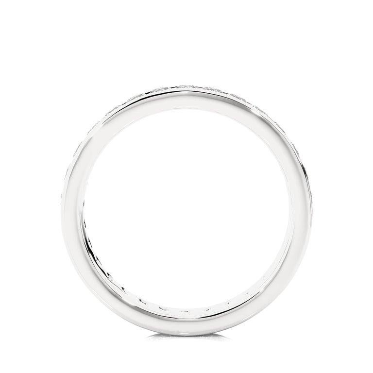 For Sale:  Minimal Moissanite Stackable Band Ring in Anniversary Present Gift in 925 Silver 7