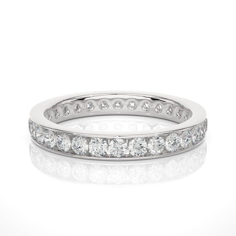 For Sale:  Minimal Moissanite Stackable Band Ring in Anniversary Present Gift in 925 Silver 9