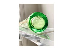 Minimal Murano Grün & Klarglas "Avec Grass" mundgeblasenes Glas Vase Set:: 1990er