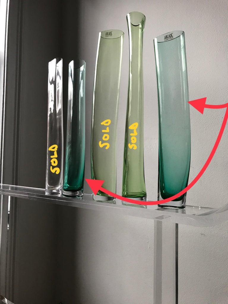 Minimalistisches Vasen-Set aus mundgeblasenem Muranoglas in Grün und Klarglas „Avec Grass“, 1990er-Jahre (Organische Moderne) im Angebot