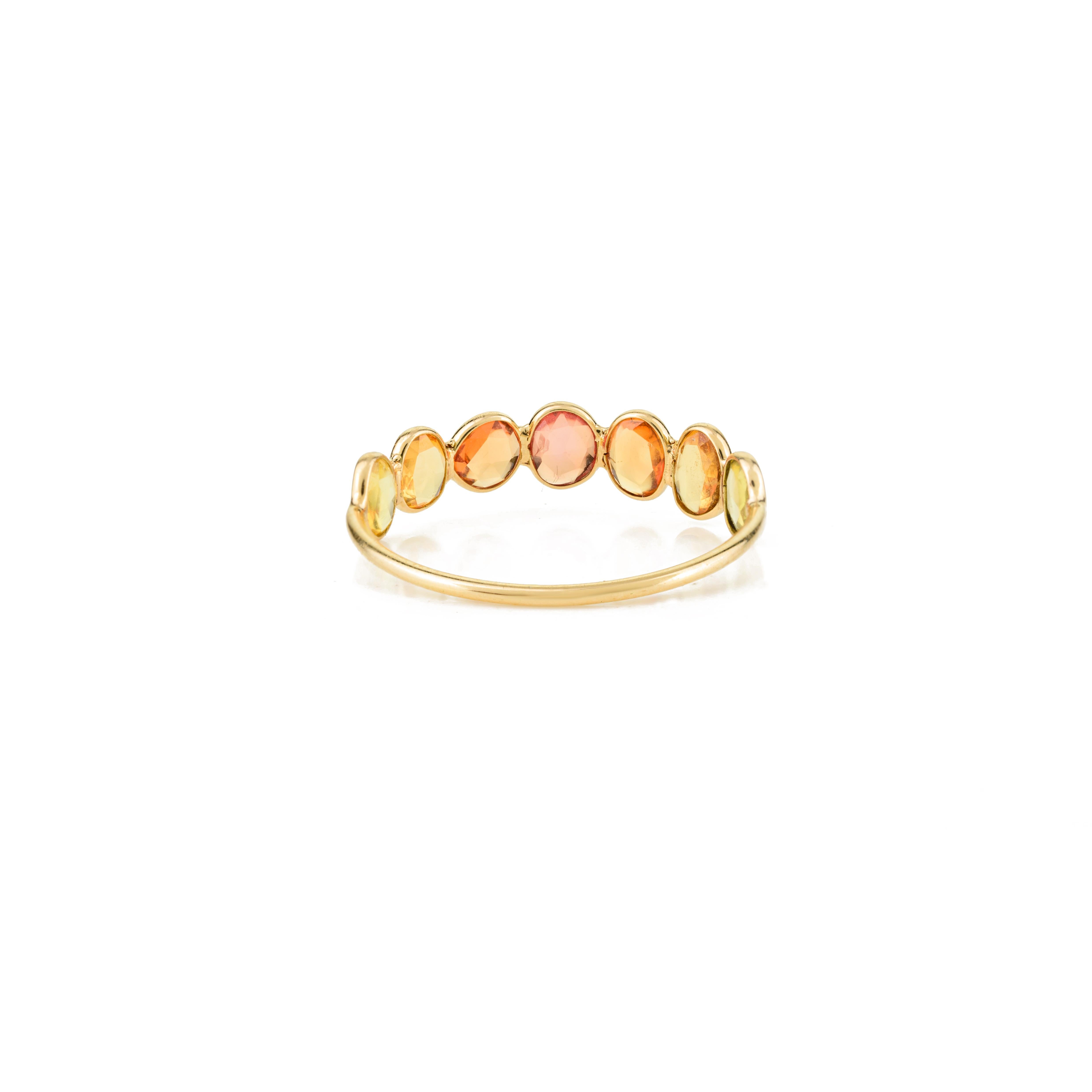 For Sale:  Minimal Natural Multi Sapphire Band Ring in 18k Yellow Gold 7