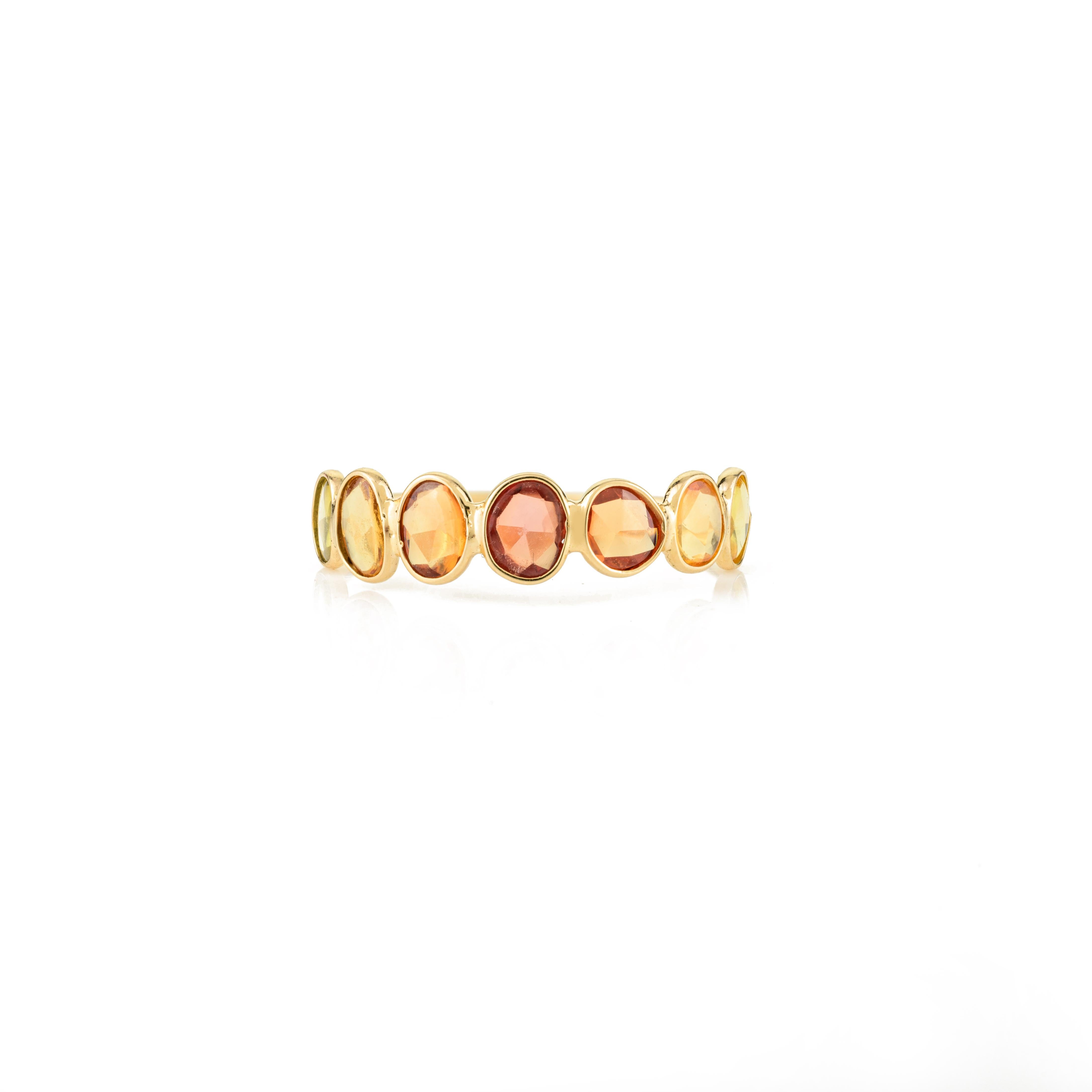 For Sale:  Minimal Natural Multi Sapphire Band Ring in 18k Yellow Gold 8