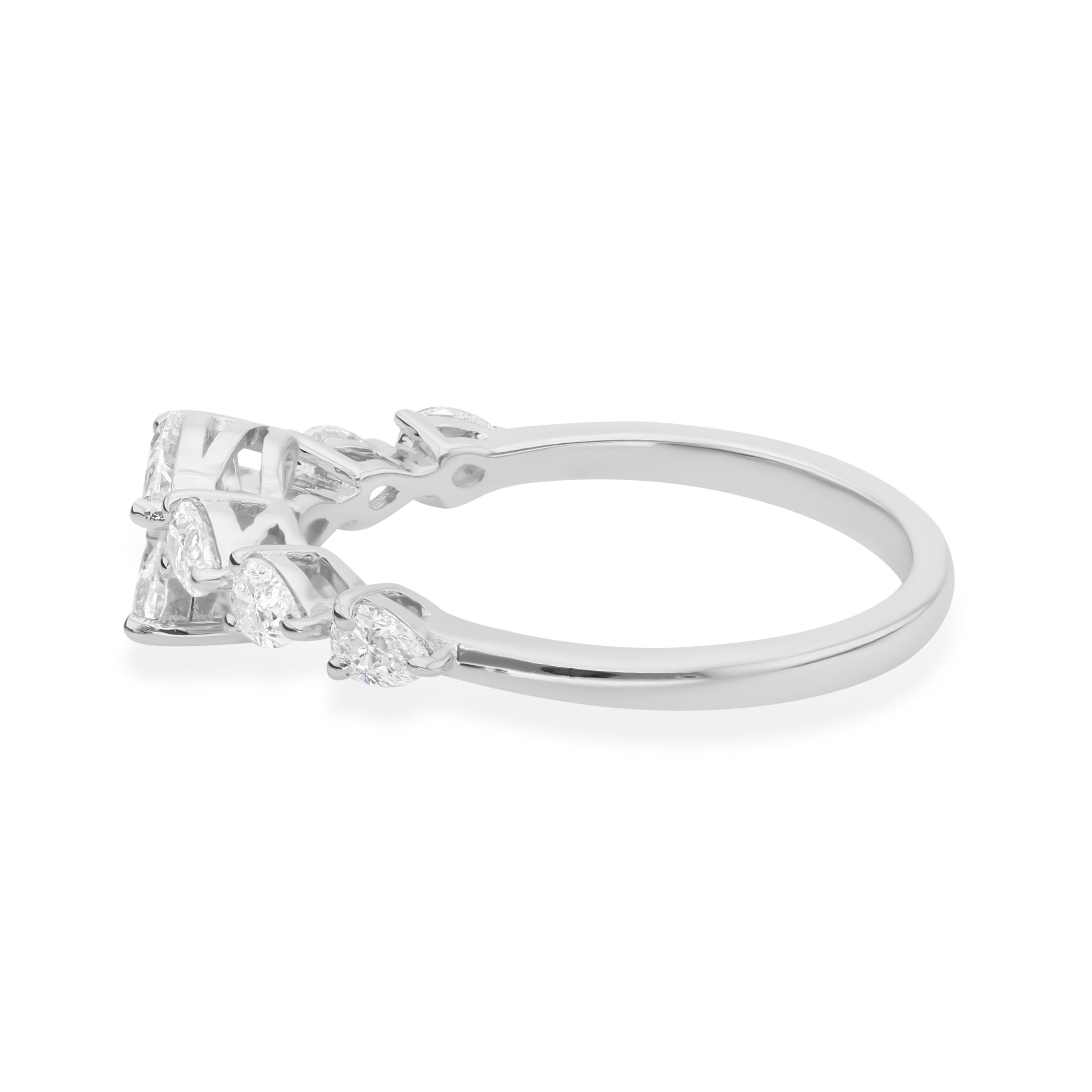 For Sale:  Minimal Natural SI Clarity HI Color Diamond Bypass Ring 14k Solid White Gold 6