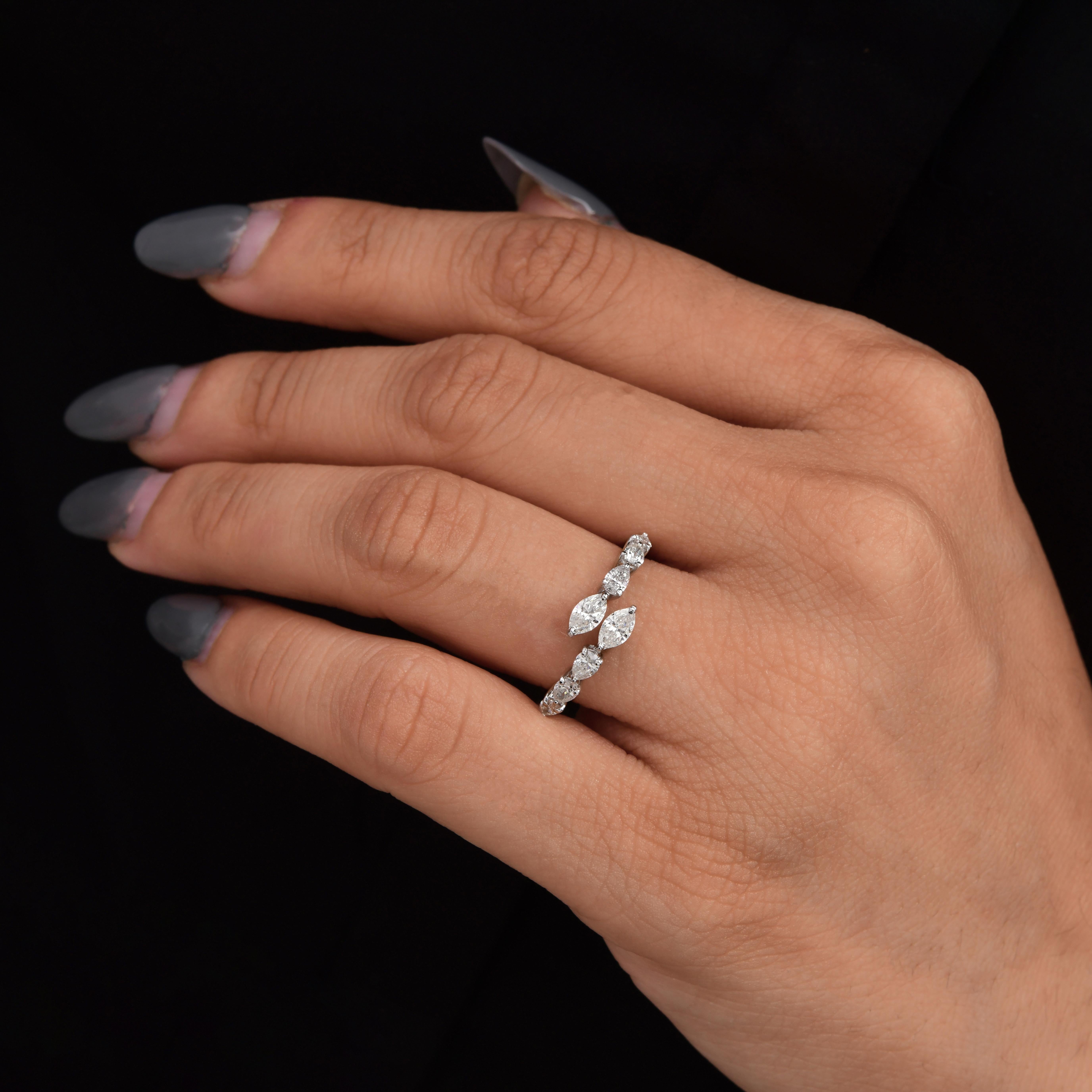 En vente :  Bague bypass en or blanc massif 18k avec diamant naturel de couleur HI et de pureté SI 3