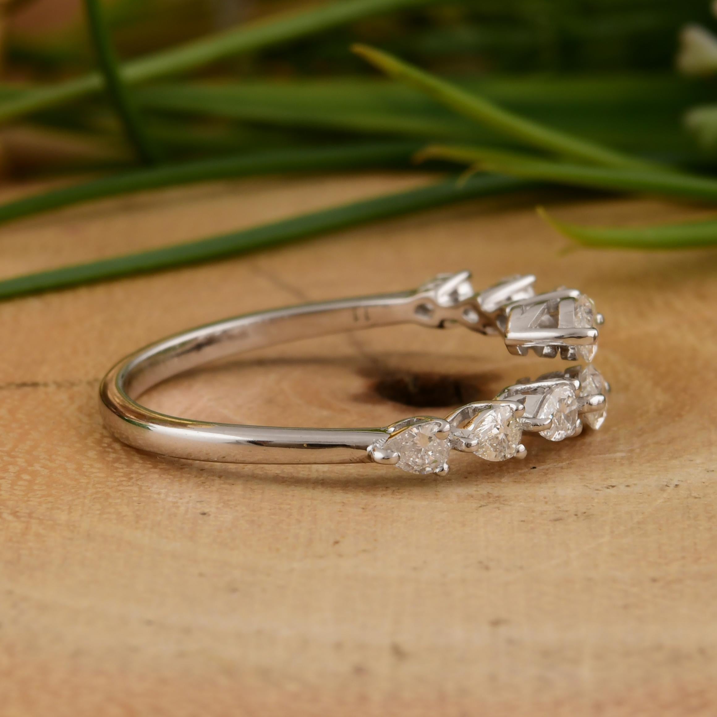 En vente :  Bague bypass en or blanc massif 18k avec diamant naturel de couleur HI et de pureté SI 5