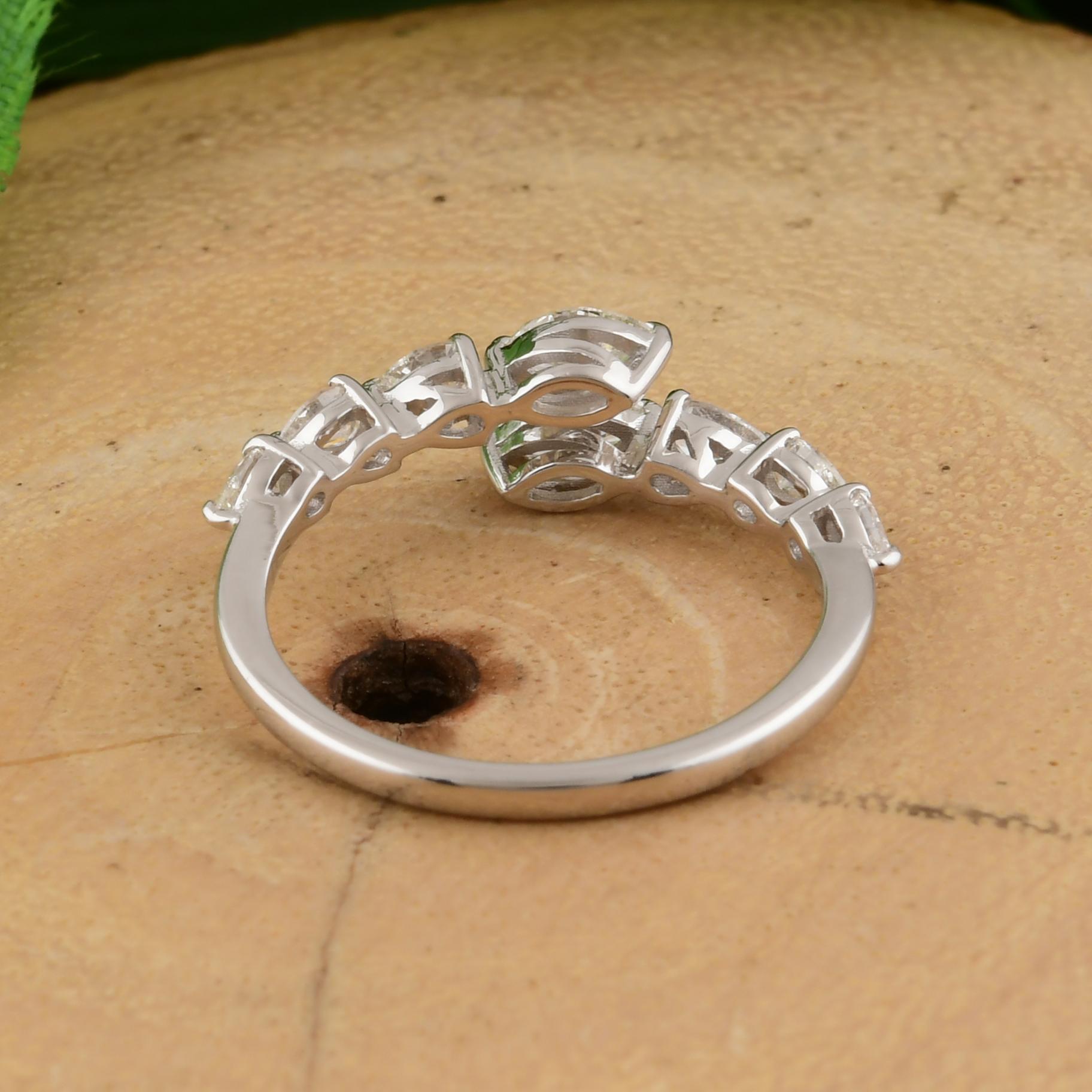 En vente :  Bague bypass en or blanc massif 18k avec diamant naturel de couleur HI et de pureté SI 6